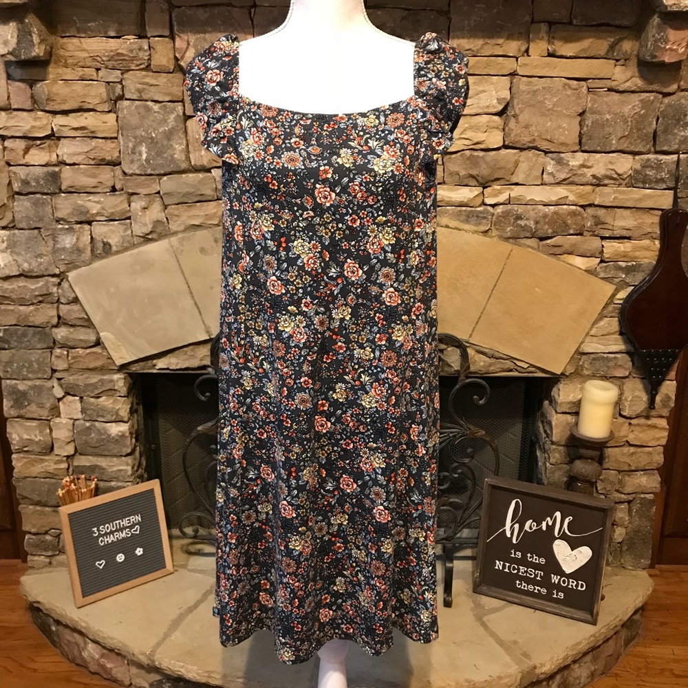 NWT LOFT Rose Garden Flutter Swing Dress Large - Picture 1 of 7